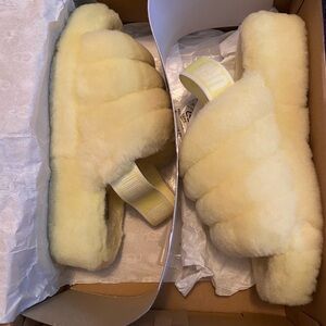 UGG Soft Yellow Fluffy Sandals